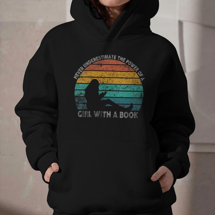 Women's Never Underestimate The Power Of A Girl With Book Reading Graphic Youth Hoodie