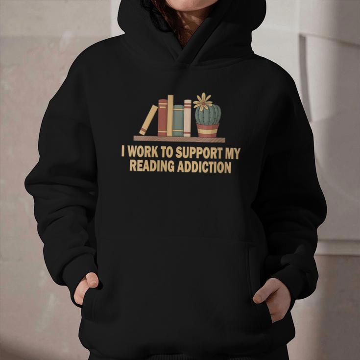 I Work To Support My Reading Addiction Books Lover Graphic Youth Hoodie