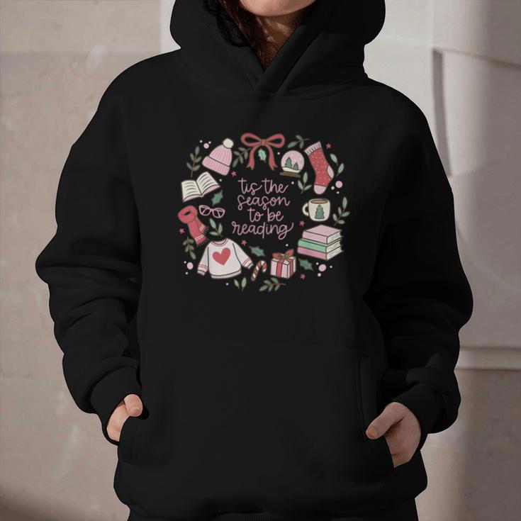 Xmas Tis The Season To Be Reading Books Pajamas Graphic Youth Hoodie