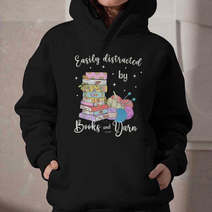 Yarn Quote Easily Distracted By Books And Yarn Reader Graphic Youth Hoodie