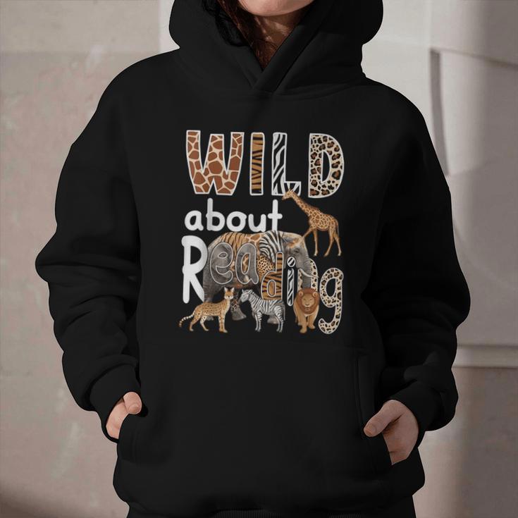 Zoo Animals Wild About Reading Books Reader Lover Librarian Graphic Youth Hoodie