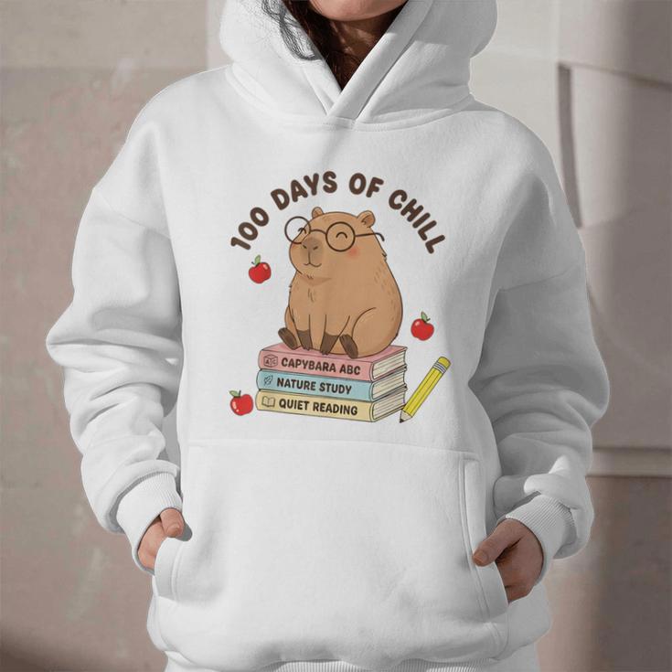 100 Days Of Chill Cute Capybara School Book Lover Graphic Youth Hoodie