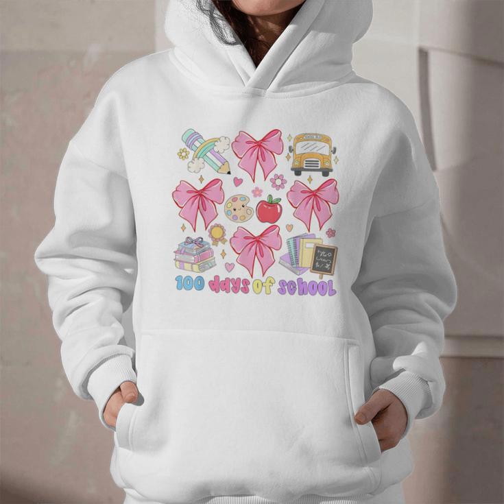 100 Days Of School Coquette Bow School Bus Pencil Books Graphic Youth Hoodie 100 Days Of School Coquette Bow School Bus Pencil Books Graphic Youth Hoodie