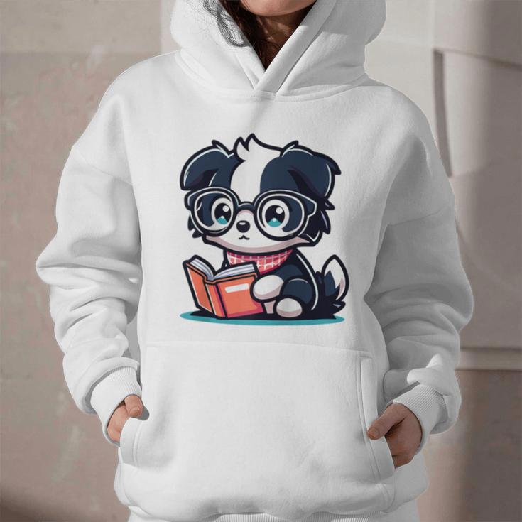 Adorable Book Lover Border Collie With Reading Glasses Cute Raglan Baseball Tee Graphic Youth Hoodie