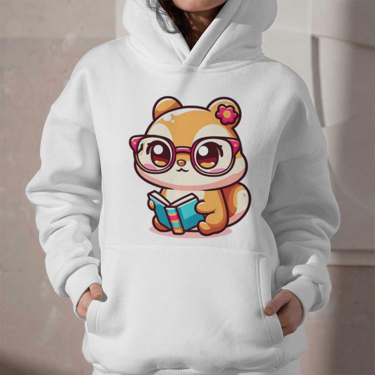 Adorable Book Lover Chipmunk With Reading Glasses Cute Premium Graphic Youth Hoodie