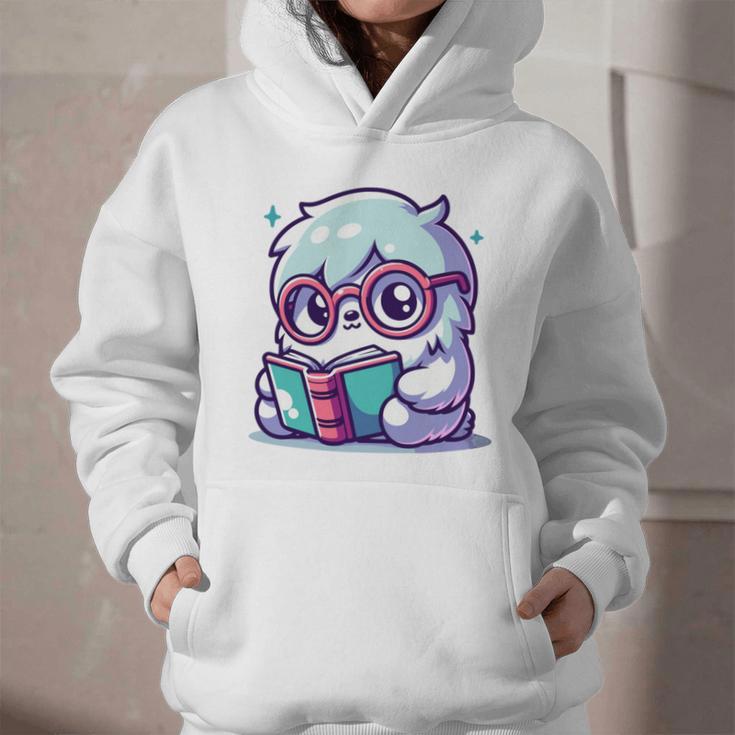 Adorable Book Lover Yeti With Reading Glasses Cute Graphic Youth Hoodie Adorable Book Lover Yeti With Reading Glasses Cute Graphic Youth Hoodie
