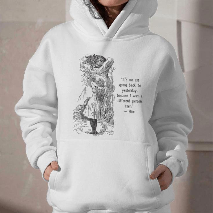 Alice Adventures Wonderland Vintage Book Quote Lewis Carrol Graphic Youth Hoodie