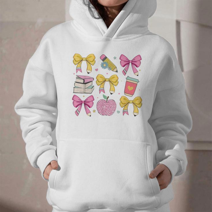 Apple Coquette Bow Books First Day Of School Back To School Graphic Youth Hoodie Apple Coquette Bow Books First Day Of School Back To School Graphic Youth Hoodie