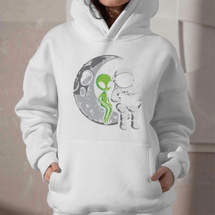 Astronaut Reading Book To Alien Moon Space Women Kids Men Premium Tri-Blend Graphic Youth Hoodie