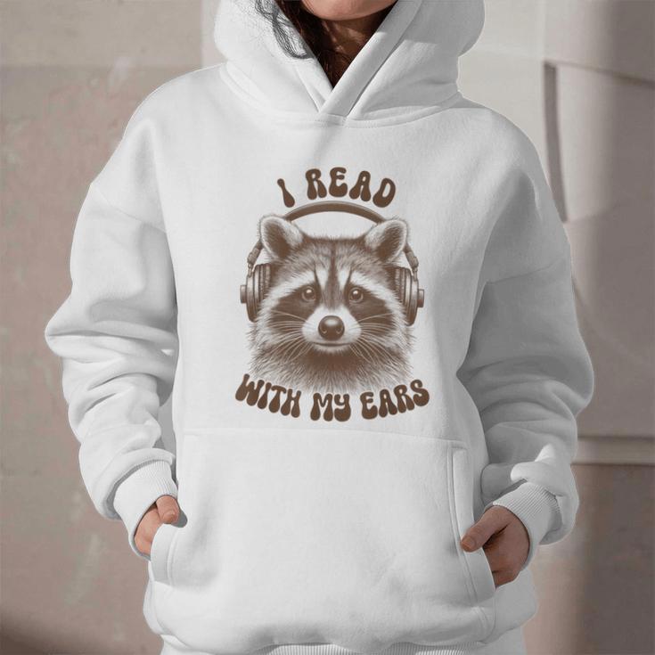 Audio Book Reader Book Lover Raccoon I Read With My Ears Graphic Youth Hoodie