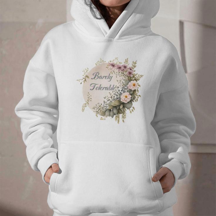 Barely Tolerable Book Lover Bookish Floral Bookworm Graphic Youth Hoodie