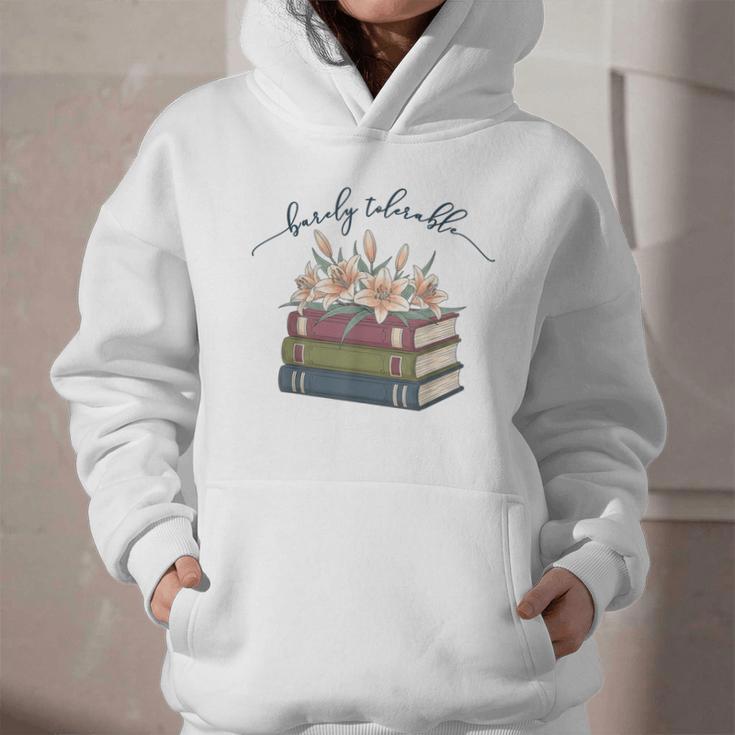 Barely Tolerable Book Lover Floral Quote Pride And Prejudice Graphic Youth Hoodie