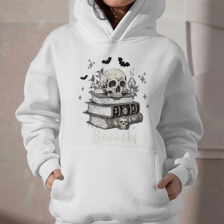 Boo Skeleton Skull Books Halloween Women School Teacher Kid Premium Graphic Youth Hoodie