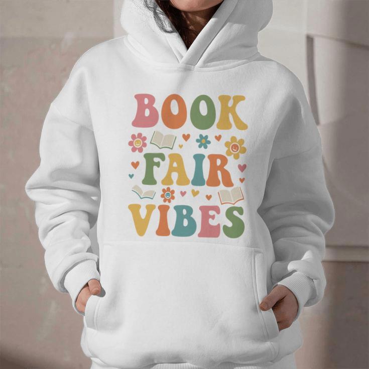 Book Fair Vibes Groovy Retro School Reading Nostalgic Graphic Youth Hoodie