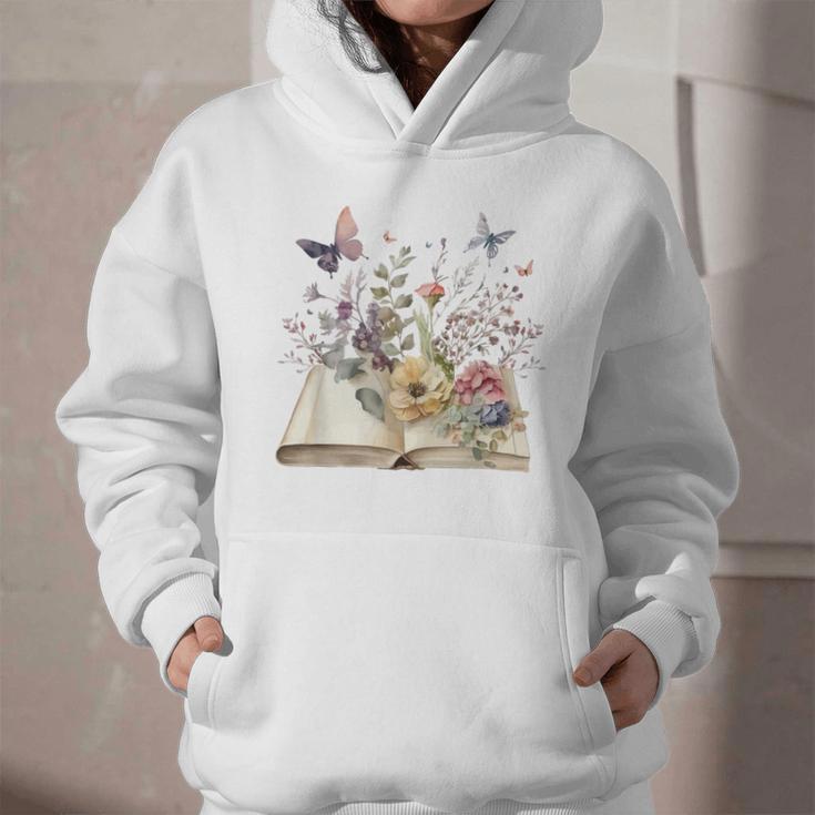 Book Flowers And Butterfly Beautiful Reading Reader Graphic Graphic Youth Hoodie