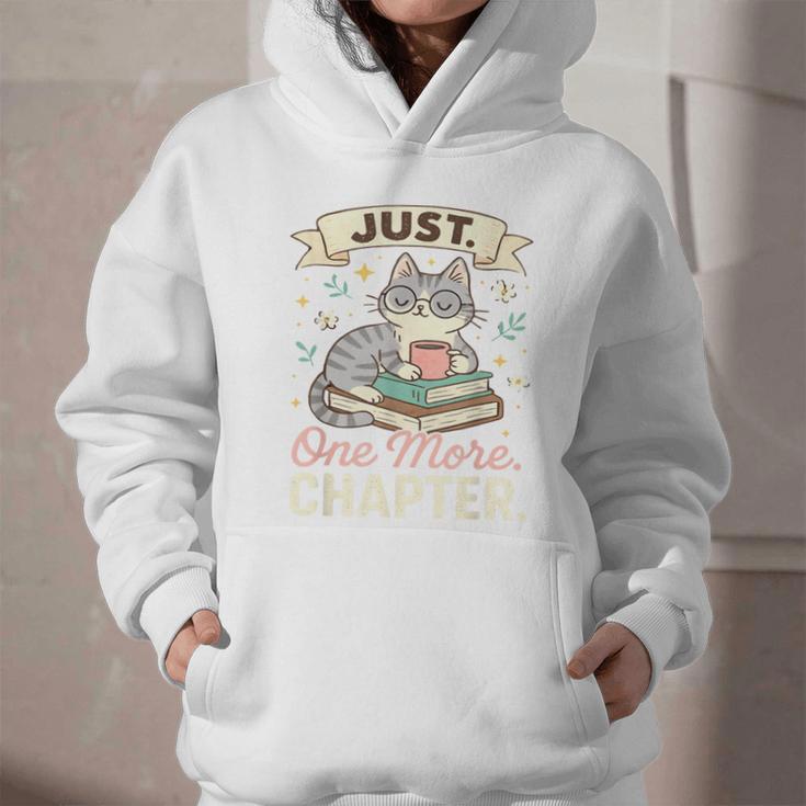 Book Lover Cute Cat Coffee Just 1 More Chapter Cozy Reading Graphic Youth Hoodie