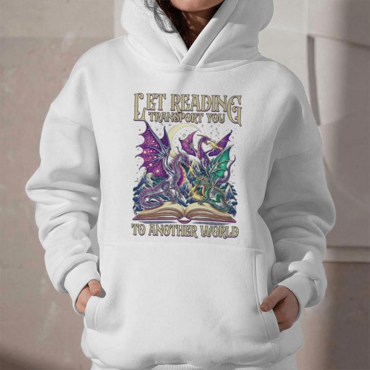 Book Lover Dragon Reading Transport You To Another World Graphic Youth Hoodie