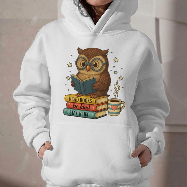 Book Lover Owl Reading Bookish Library Read Books Be Kind Graphic Youth Hoodie