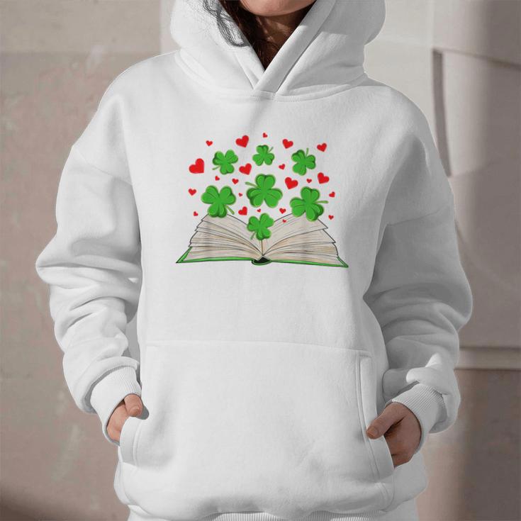 Book With Shamrocks Librarian Saint Patrick's Day Kids Graphic Youth Hoodie