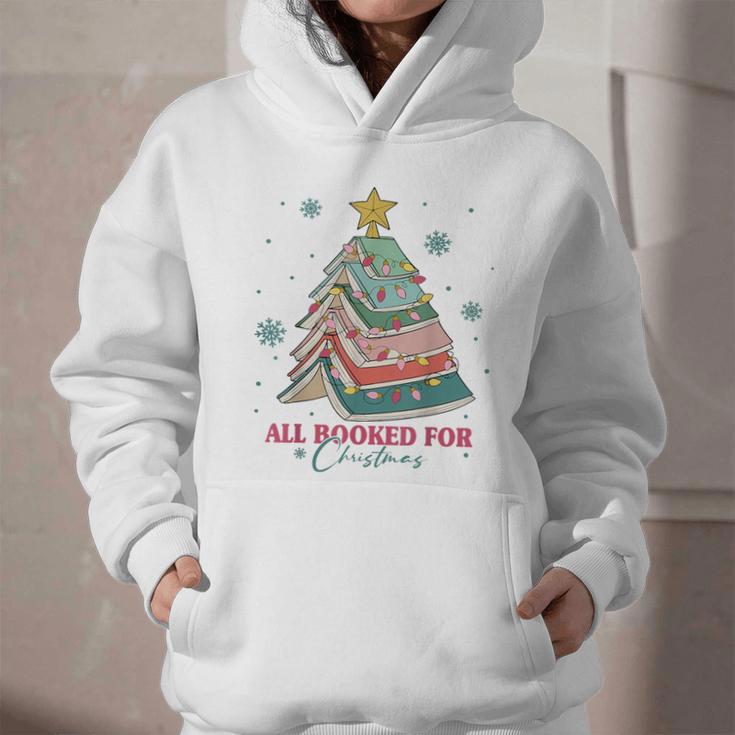 All Booked For Christmas Book Christmas Tree Lights Bookish Graphic Youth Hoodie