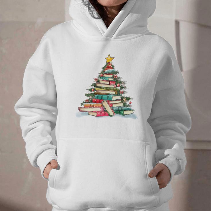 All Booked For Christmas Book Christmas Tree Lights Xmas Graphic Youth Hoodie