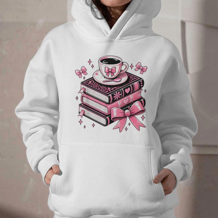 All Booked For Valentine's Teacher Coquette Bow Coffee Book Graphic Youth Hoodie