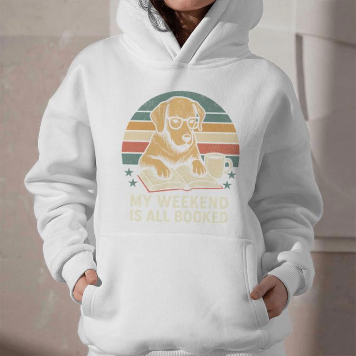 My Weekend Is All Booked Vintage Dog Reading Book Lovers Graphic Youth Hoodie
