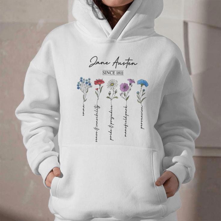 Bookish Feminist Jane Austen Fan Jane Austen Flower Books Graphic Youth Hoodie