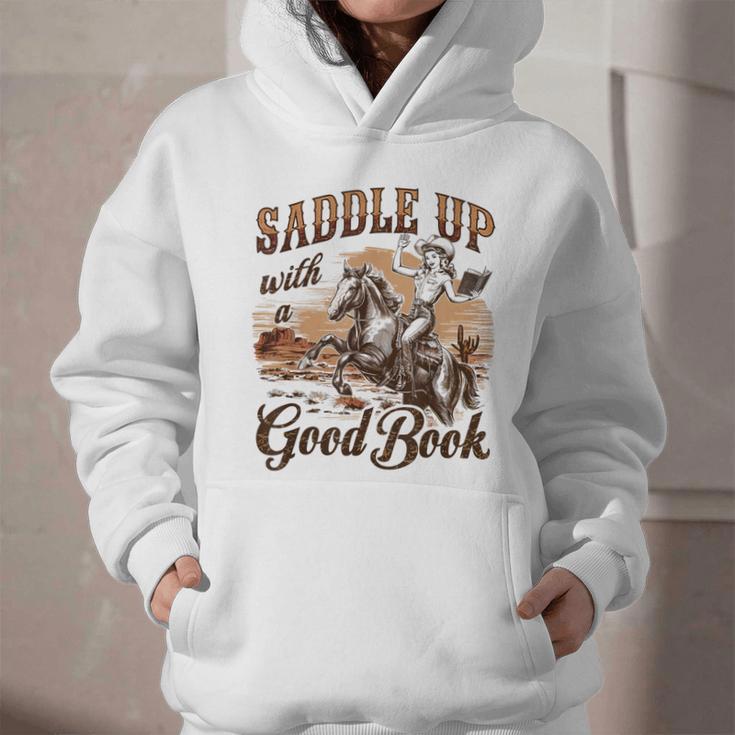 Bookish Retro Western Cowgirl Texas Book Lover Novel Reader Graphic Youth Hoodie