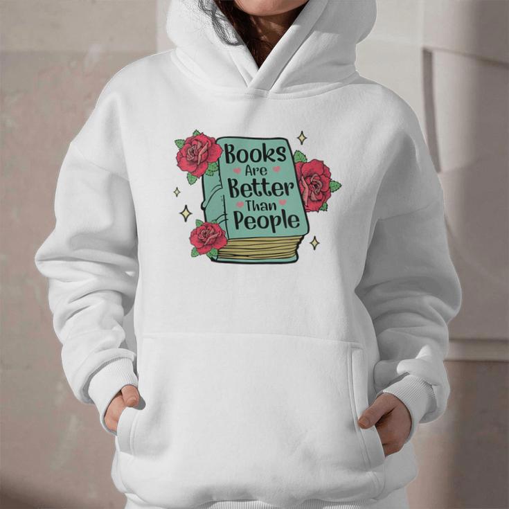 Books Are Better Than People Bookworm Librarian Reader Graphic Youth Hoodie