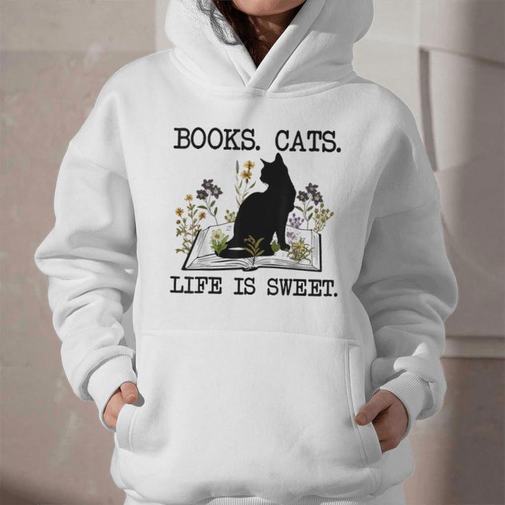 Books Cats Life Is Sweet Cat Book Lover Men Women Teen Graphic Youth Hoodie