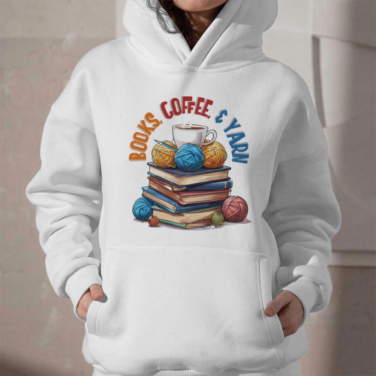 “Books Coffee & Yarn Enthusiast Cozy Reader Graphic Youth Hoodie