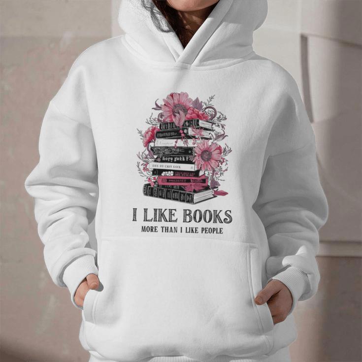 I Like Books More Than I Like People Reader Teacher Bookworm Graphic Youth Hoodie