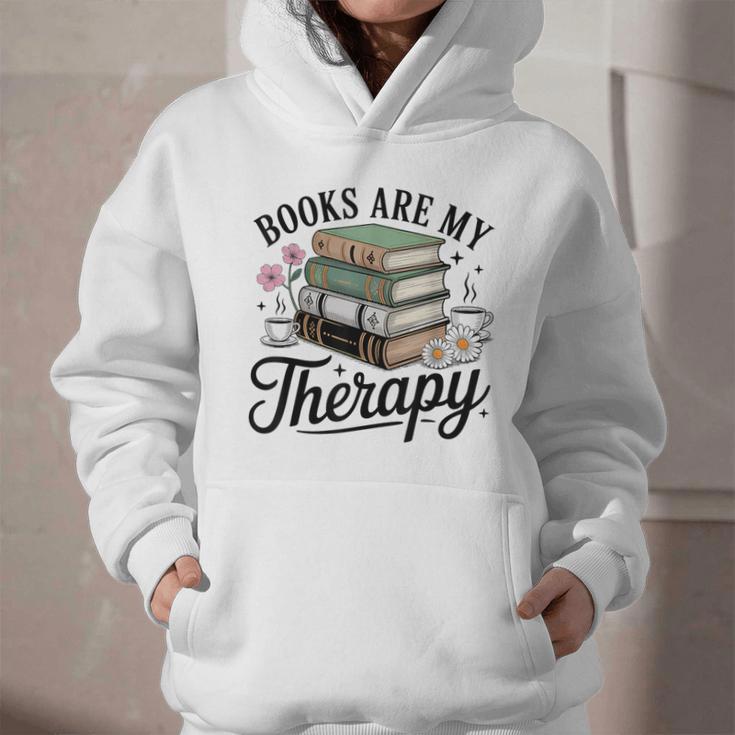 Books Are My Therapy Bookworm Reading Graphic Youth Hoodie