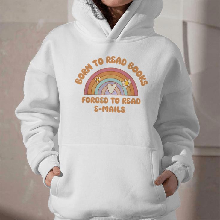 Born To Read Books Forced To Emails Vintage Retro Rainbow Graphic Youth Hoodie