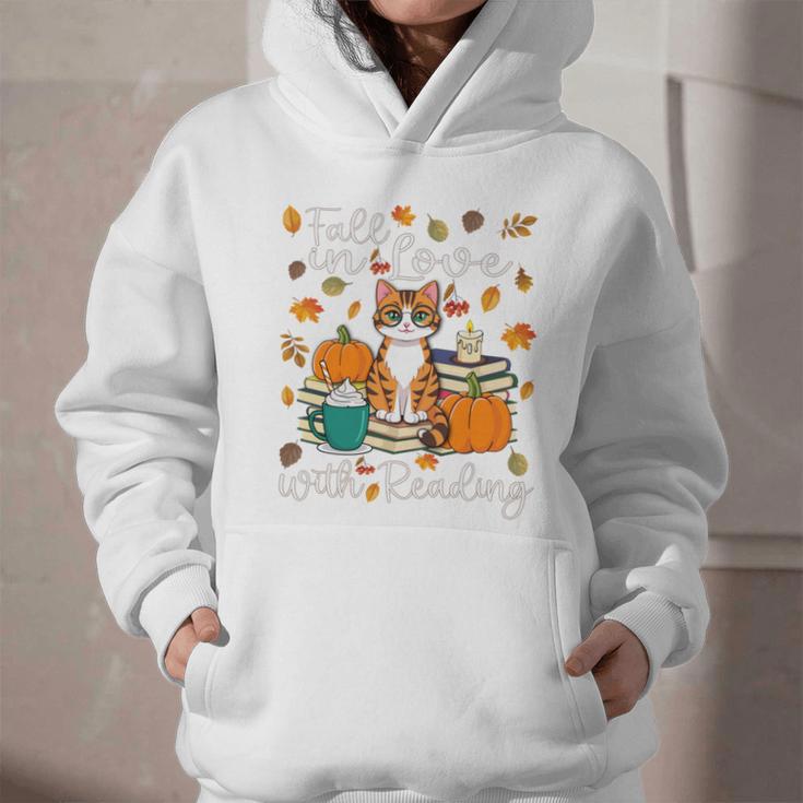 Cat Fall In Love With Reading Book Lover Autumn Graphic Youth Hoodie