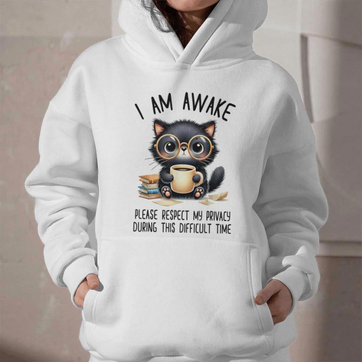 Cat Glasses Coffe Books I Am Awake Please Respect My Privacy Graphic Youth Hoodie Cat Glasses Coffe Books I Am Awake Please Respect My Privacy Graphic Youth Hoodie