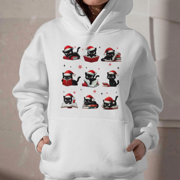 Cat Reading Books Lover Christmas Cat Lover Xmas Graphic Youth Hoodie
