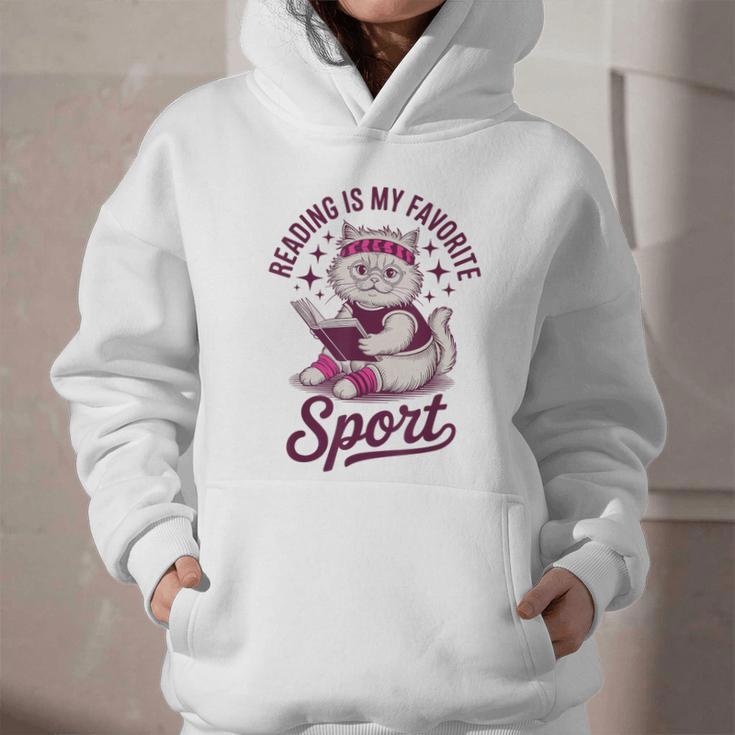 Cat Reading Is My Favorite Sport Retro Book Lover Graphic Youth Hoodie