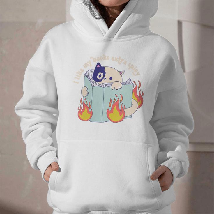 Cat Reading a Romance BookI Like My Books Extra Spicy Graphic Youth Hoodie