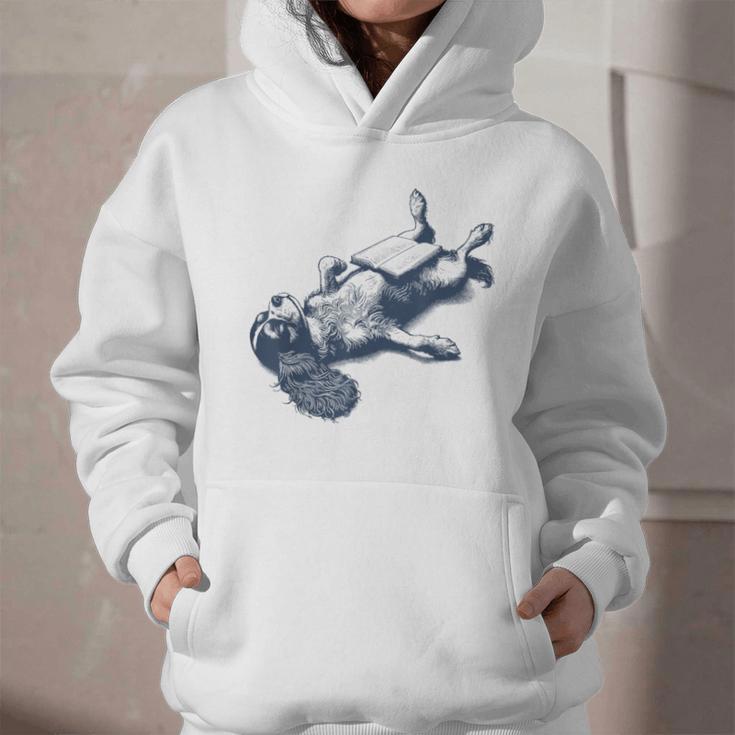 Cavalier King Charles Spaniel Book Nap Vintage Dog Mom Dad Graphic Youth Hoodie