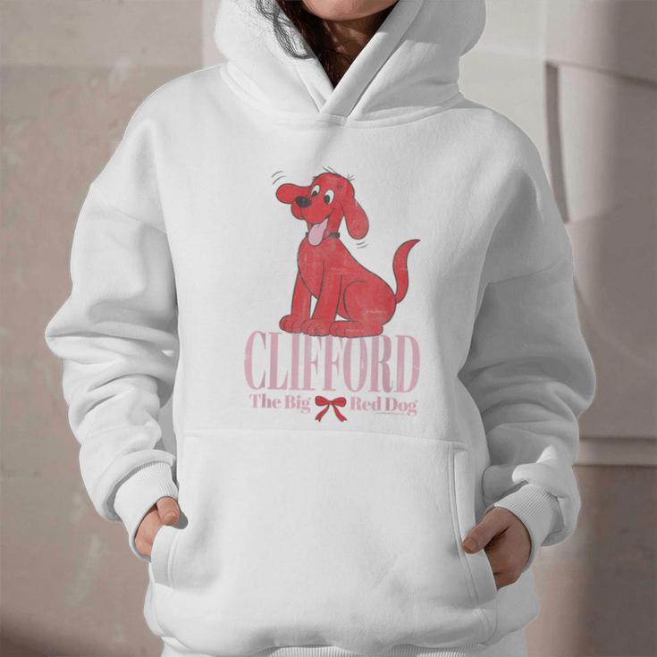 Clifford The Big Red Dog Pink Text With Bow Illustrated Book Graphic Youth Hoodie