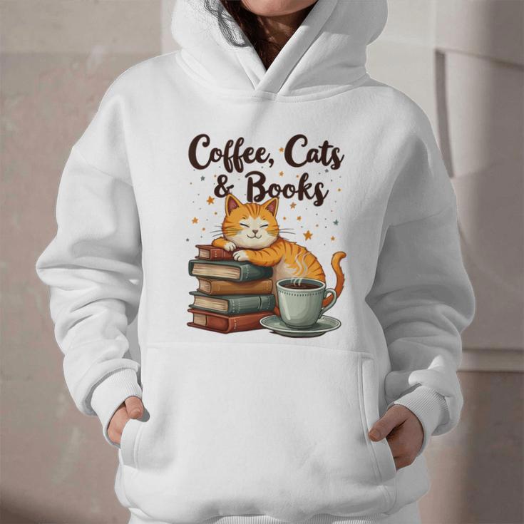 Coffee Cats And Books Lover For Women & Girls Coffee Graphic Youth Hoodie