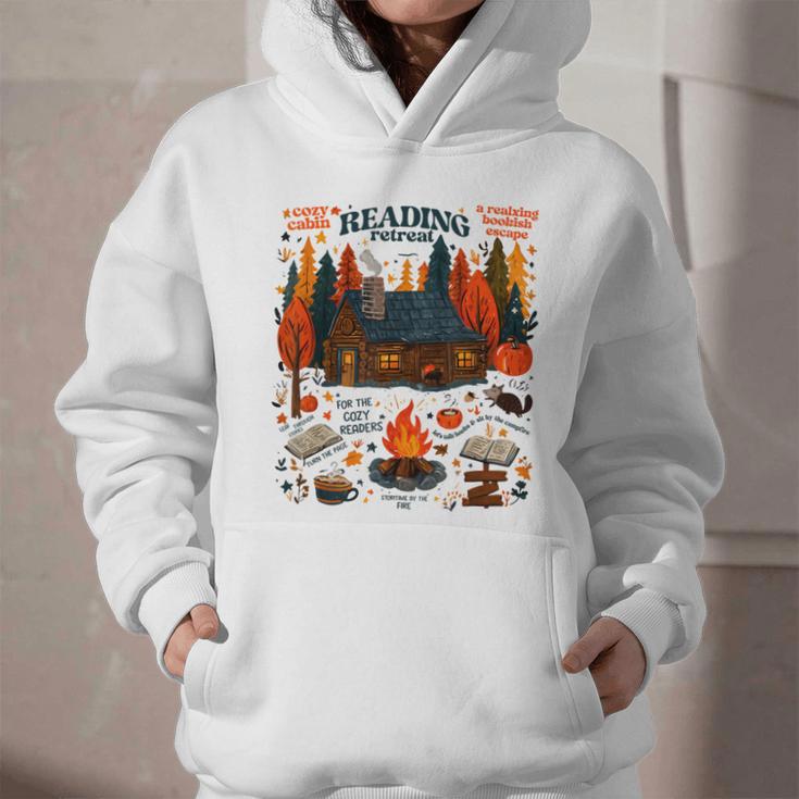 Cozy Reading Cabin Retreat Fall Bookish Autumn Cozy Reader Graphic Youth Hoodie