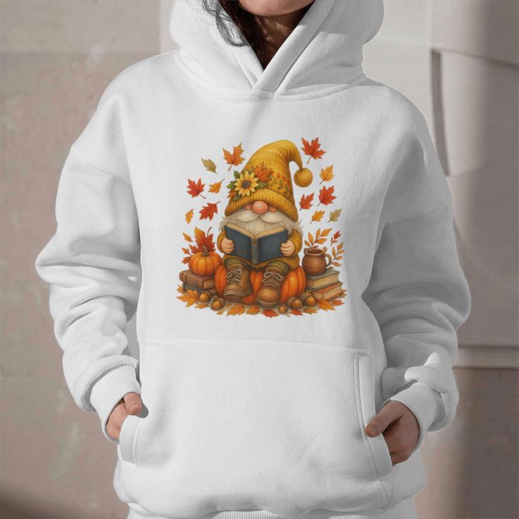 Cute Autumn Gnome Reading Pumpkin Book Lover Graphic Youth Hoodie Cute Autumn Gnome Reading Pumpkin Book Lover Graphic Youth Hoodie