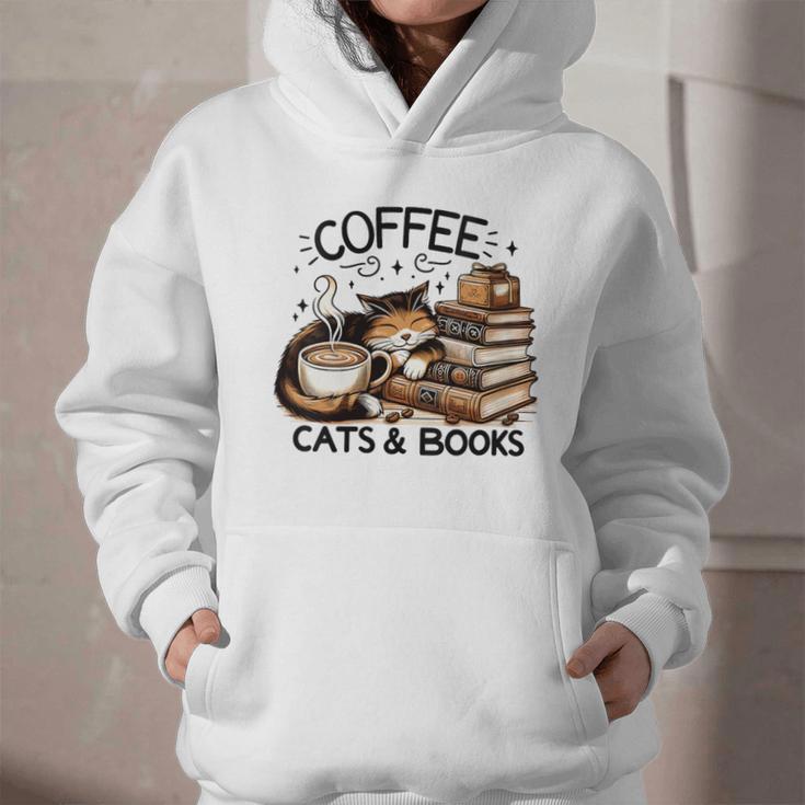 Cute Coffee Cats Books Lover Idea Women Men Kids Graphic Youth Hoodie