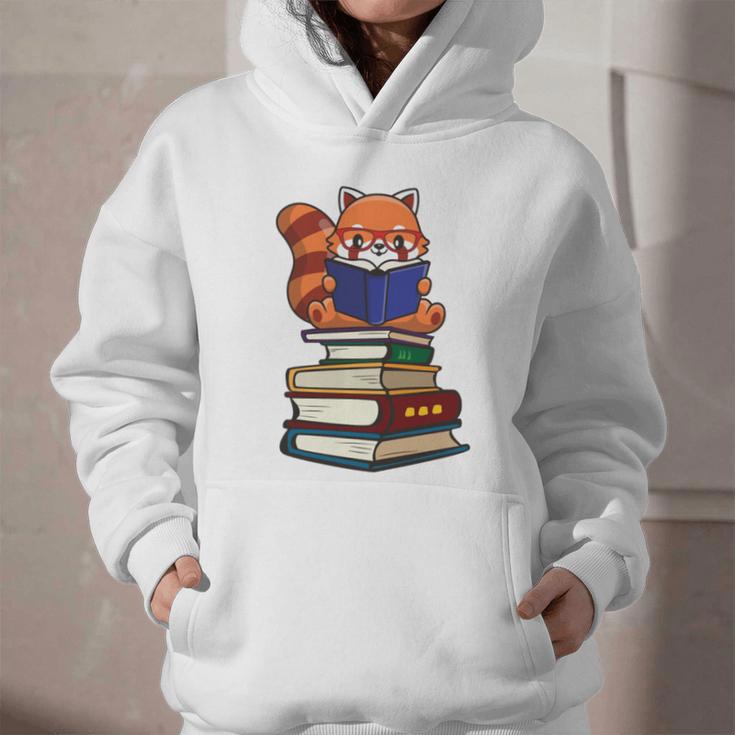 Cute Kawaii Kids Reading Books Glasses Red Panda Lover Graphic Youth Hoodie Cute Kawaii Kids Reading Books Glasses Red Panda Lover Graphic Youth Hoodie