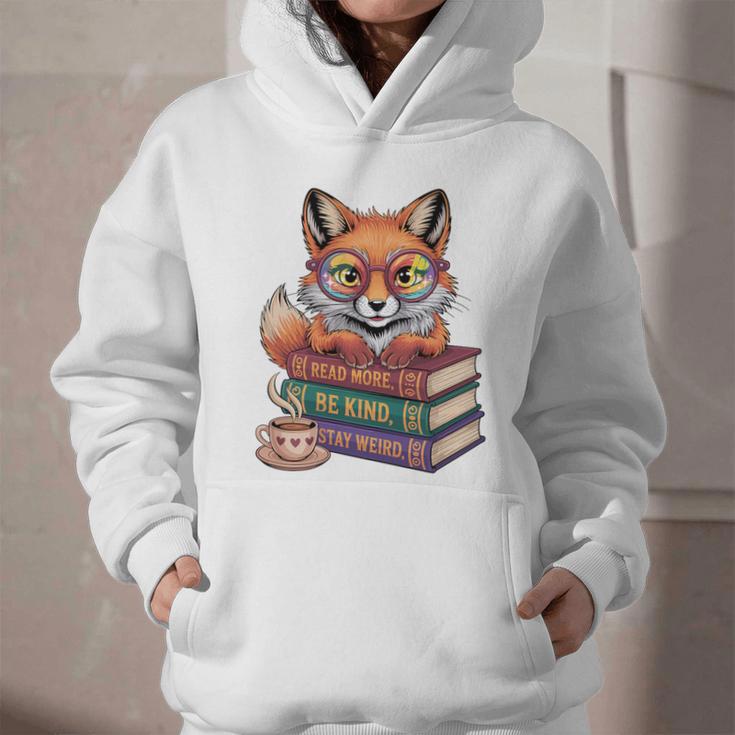 Cute Nerdy Fox Read Books Be Kind Stay Weird Book Club Premium Tri-Blend Graphic Youth Hoodie