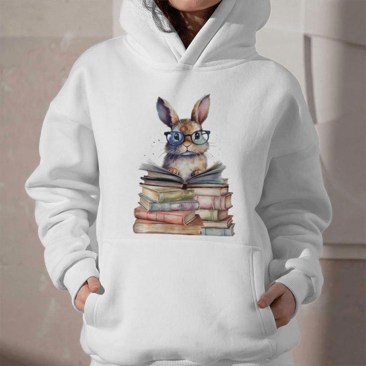 Cute Reading Bunny With Glasses Books Bookworm Reader Book Premium Tri-Blend Graphic Youth Hoodie