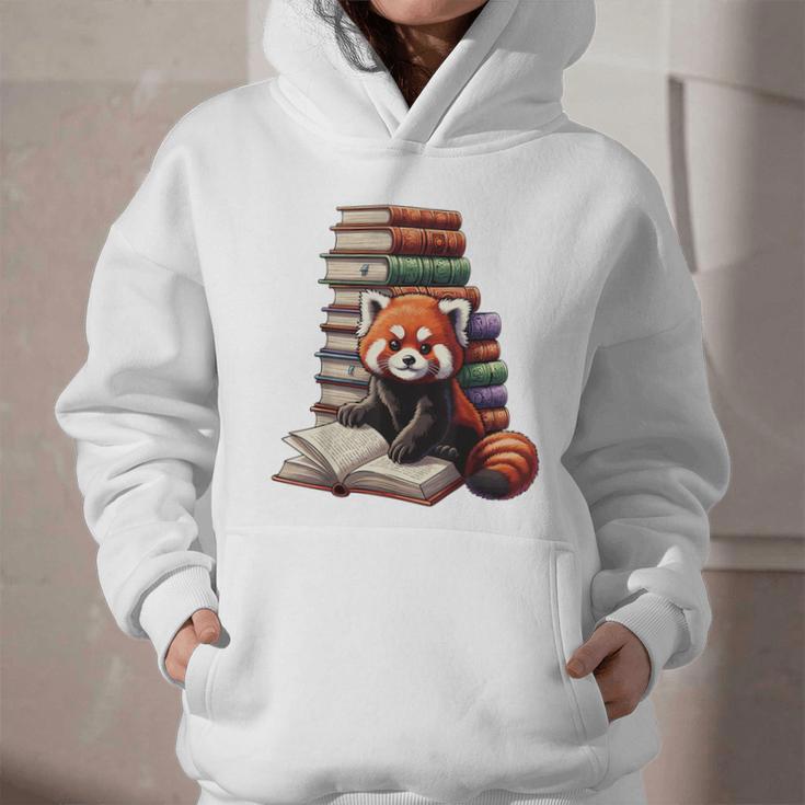 Cute Red Panda Reading Book Animal Bookworm Graphic Youth Hoodie